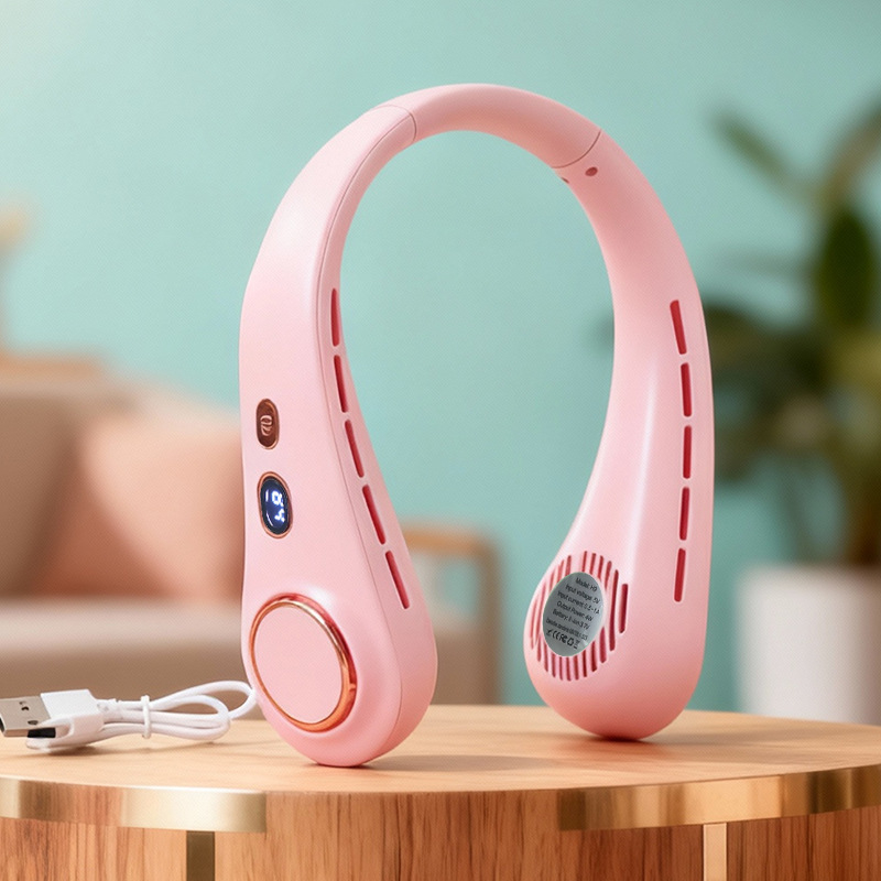 2026 novi model bez lopatica s digitalnim zaslonom, oko vrata, prijenosni ventilator s pet brzina za učenike i aktivnosti na otvorenom