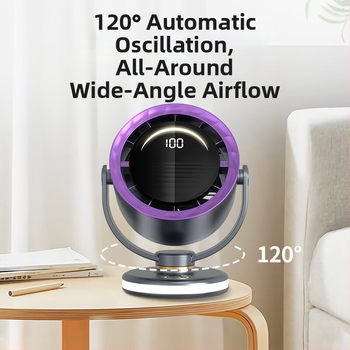 Ventilator bez lopatice s USB napajanjem, klips za pričvršćivanje, stolni ili zidni, prijenosni, s ugrađenom baterijom, 6 brzina