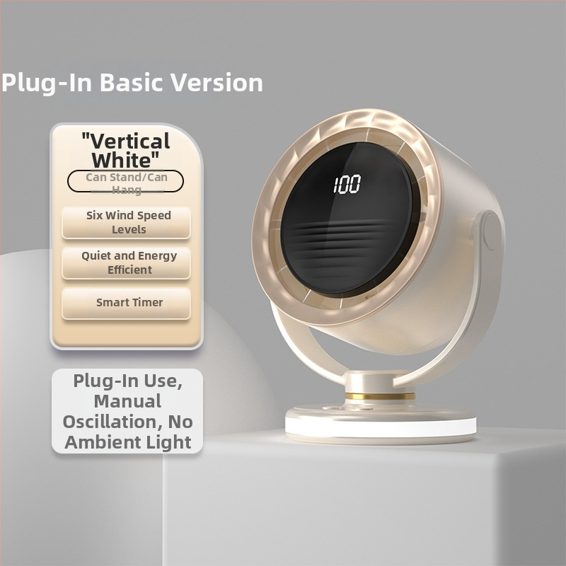 Ventilator bez lopatice s USB napajanjem, klips za pričvršćivanje, stolni ili zidni, prijenosni, s ugrađenom baterijom, 6 brzina