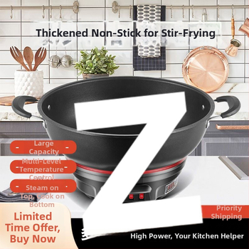 Elektrický wok s nepriľnavým povrchom, hrubý liatinový hrniec na varenie, varenie v pare a dusenie v jednom