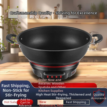 Elektrický wok s nepriľnavým povrchom, hrubý liatinový hrniec na varenie, varenie v pare a dusenie v jednom