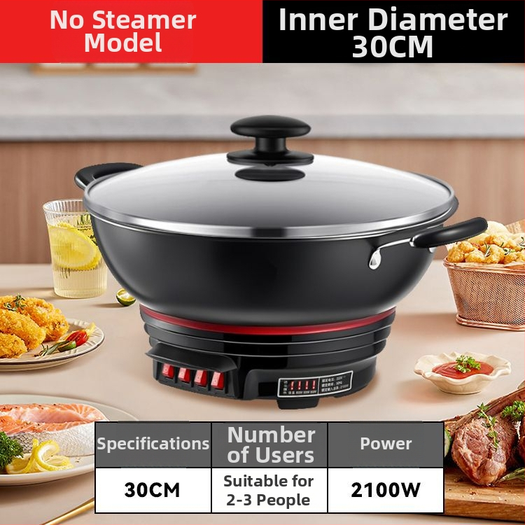 Elektrický wok s nepriľnavým povrchom, hrubý liatinový hrniec na varenie, varenie v pare a dusenie v jednom