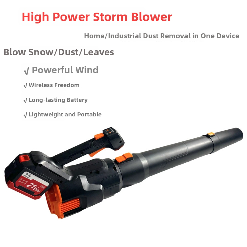 Suflător industrial cu baterie Li-ion reîncărcabilă, fără perii, 21V, 380W, debit de aer 9, 21000 rpm