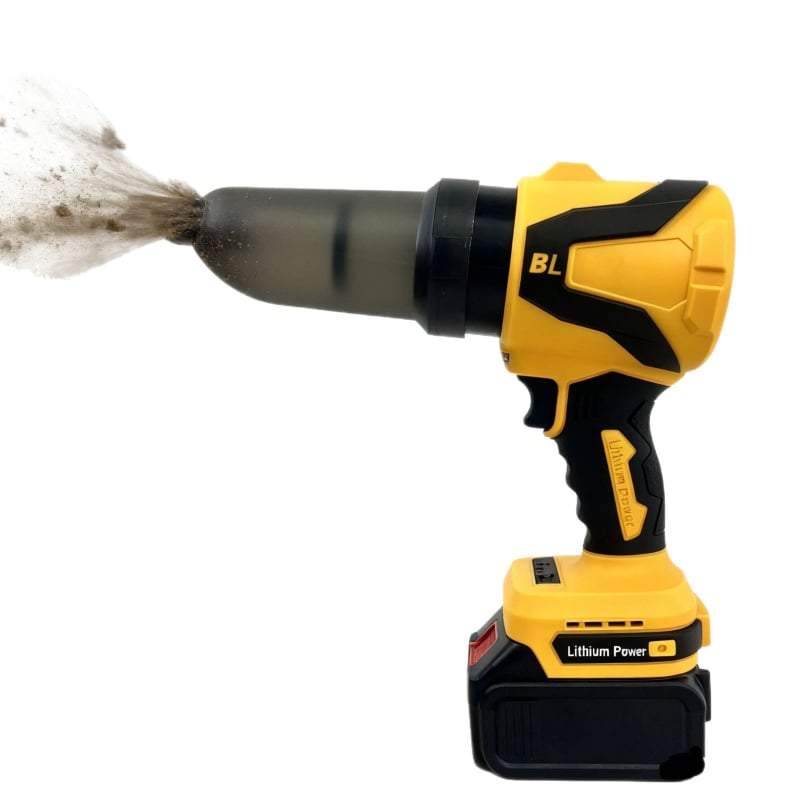 Suﬂoare de aer cu motor fără perii din cupru – funcție duală (fugare/aspirație), ventilator turbina mică de înaltă viteză, baterie Li-ion reîncărcabilă, 21V