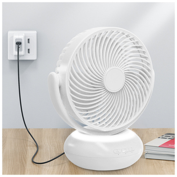 Kompaktni USB stolni ventilator s ugrađenom baterijom, 3 brzine, tihi oscilirajući rad (36-45 dB)
