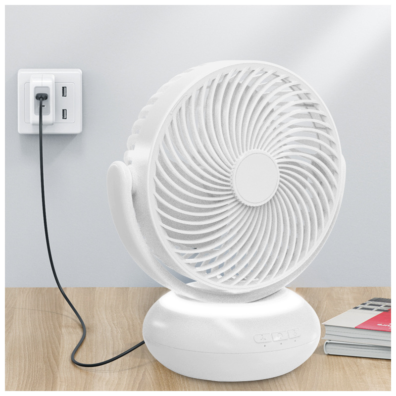 Kompaktni USB stolni ventilator s ugrađenom baterijom, 3 brzine, tihi oscilirajući rad (36-45 dB)