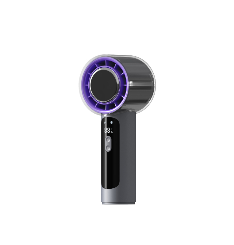 Kézi ventilátor USB töltéssel, beépített 2000–4000 mAh-s akkumulátor, brushless motor, 3 fokozatú levegőáram