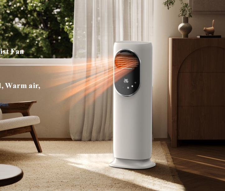 Zvislý vykurovací a chladiaci ventilátor bez lopatiek, 2000W, 220V/50Hz, diaľkové ovládanie, 3 rýchlosti