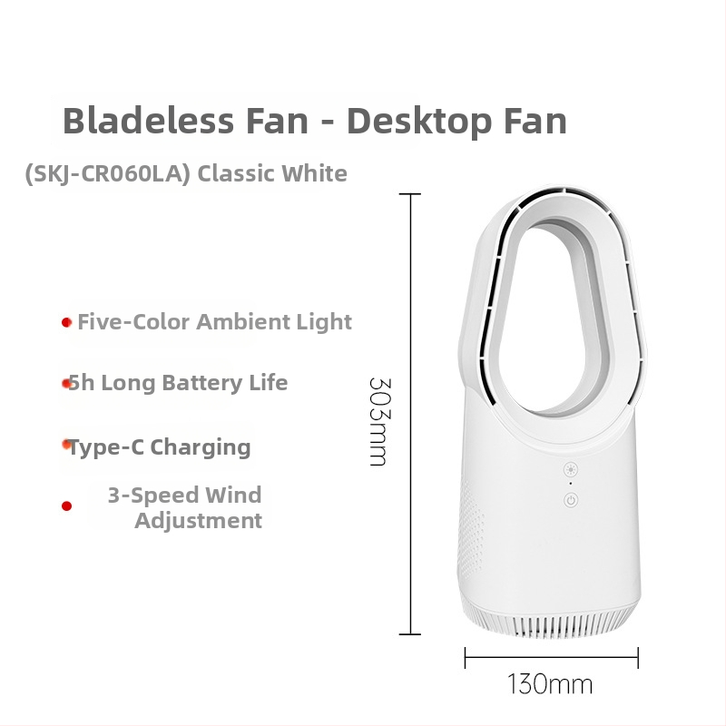 Bezlopatkový vežový ventilátor 060A, USB napájanie 5V/6W, brushless motor, dotykové ovládanie