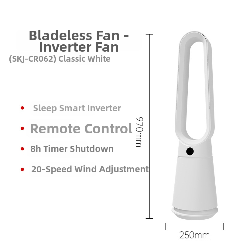 Bezlopatkový vežový ventilátor 060A, USB napájanie 5V/6W, brushless motor, dotykové ovládanie