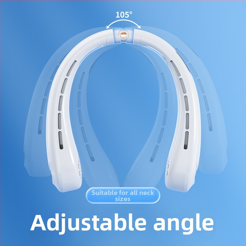 Lopó nélküli nyakventilátor, USB-töltés, digitális kijelző, 5 sebesség, beépített akkumulátor 2000–4000 mAh, 300 g