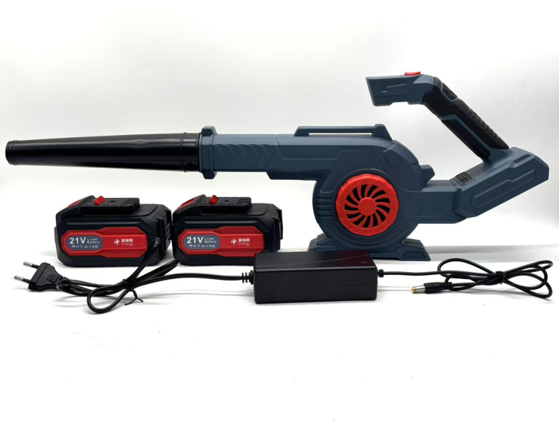 Hordozható ipari elektromos fúvó- és porszívó készülék Li-ion akkumulátorral, 21V, AC/DC 50–250V tartomány, kettős működés