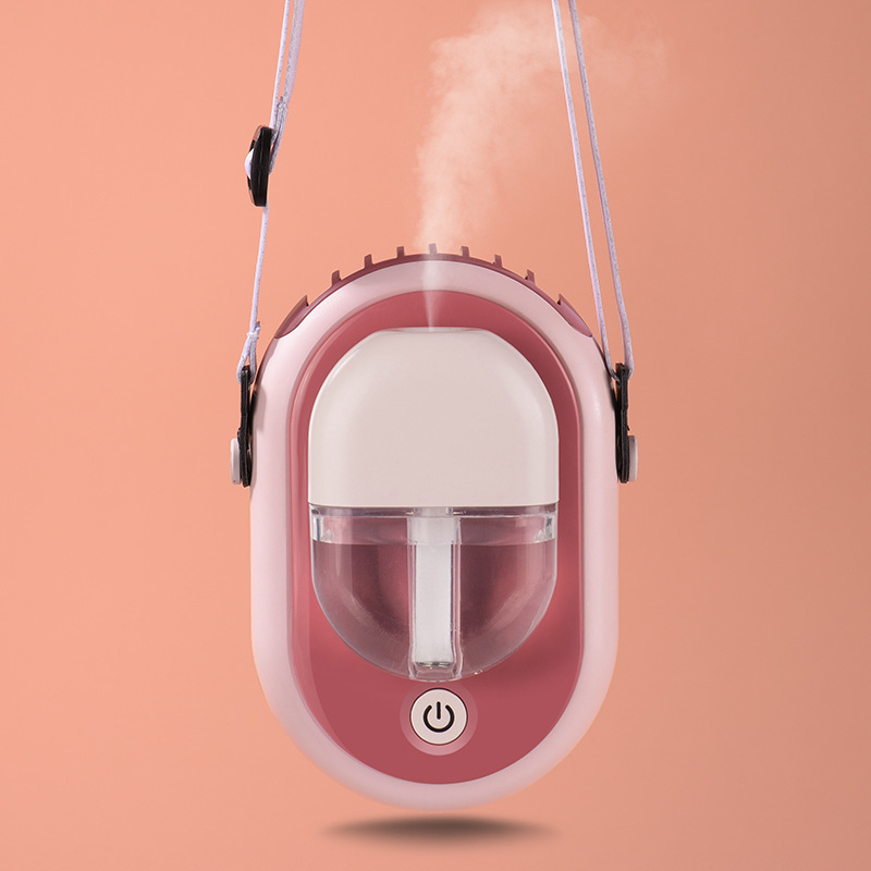 USB viseći ventilator za vrat s raspršivanjem magle i aromaterapijom, ugrađena baterija 2000–4000 mAh, 3 brzine