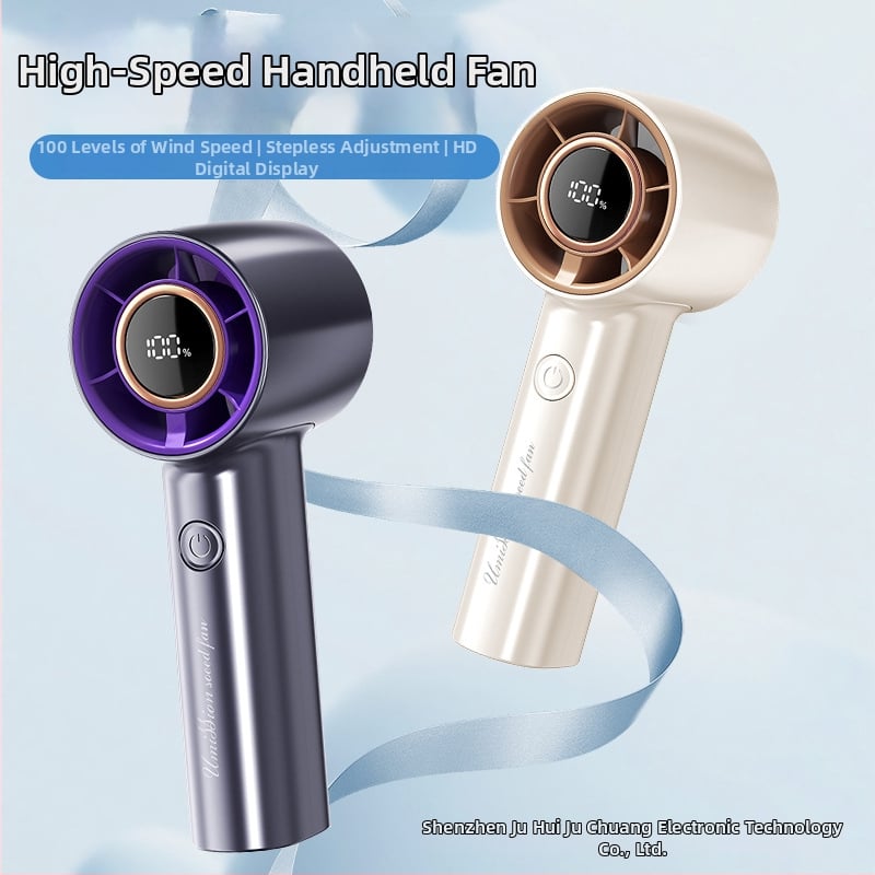 Prijenosni bezlopatni ventilator, USB punjiv, s ugrađenom baterijom 4000–6000mAh, digitalni zaslon, 100 razina brzine, brushless motor