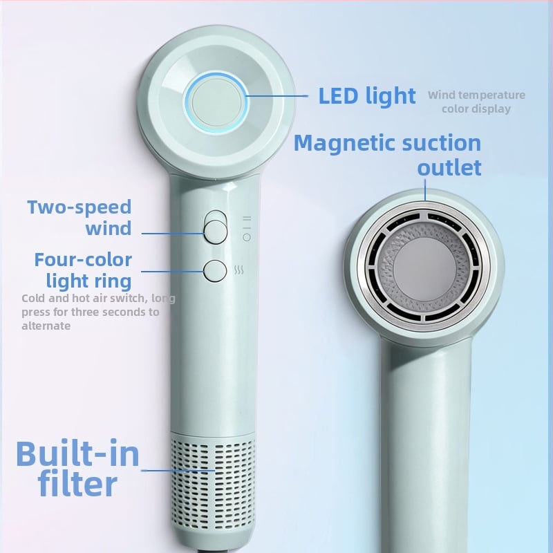 Uscător de păr cu motor brushless AC, 1500W, 220V, ion negativ și control constant al temperaturii (4 setări), duză concentrator