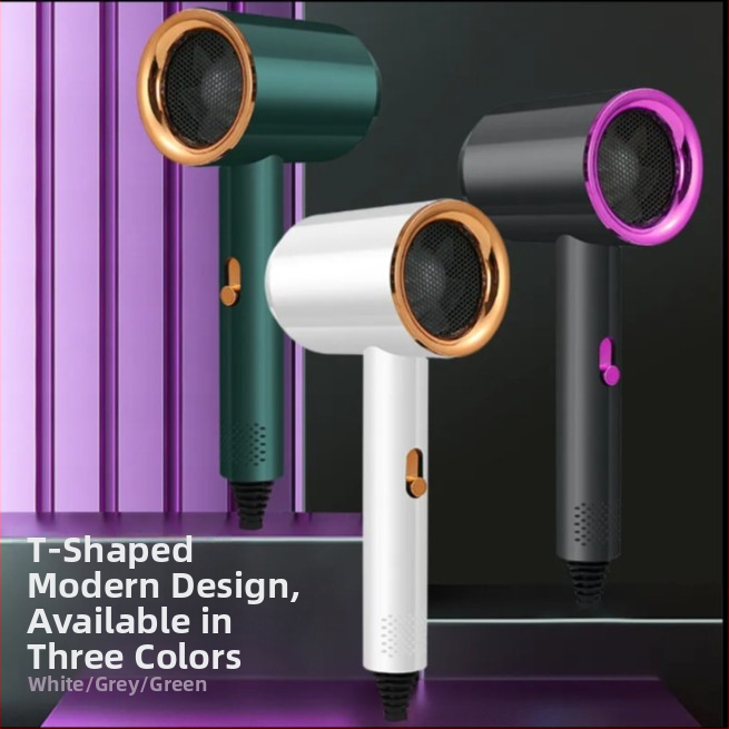 Στεγνωτήρας μαλλιών οικιακής χρήσης με αρνητικά ιόντα, 1200 W, ήσυχη λειτουργία 45-50 dB, κρύος/θερμός αέρα