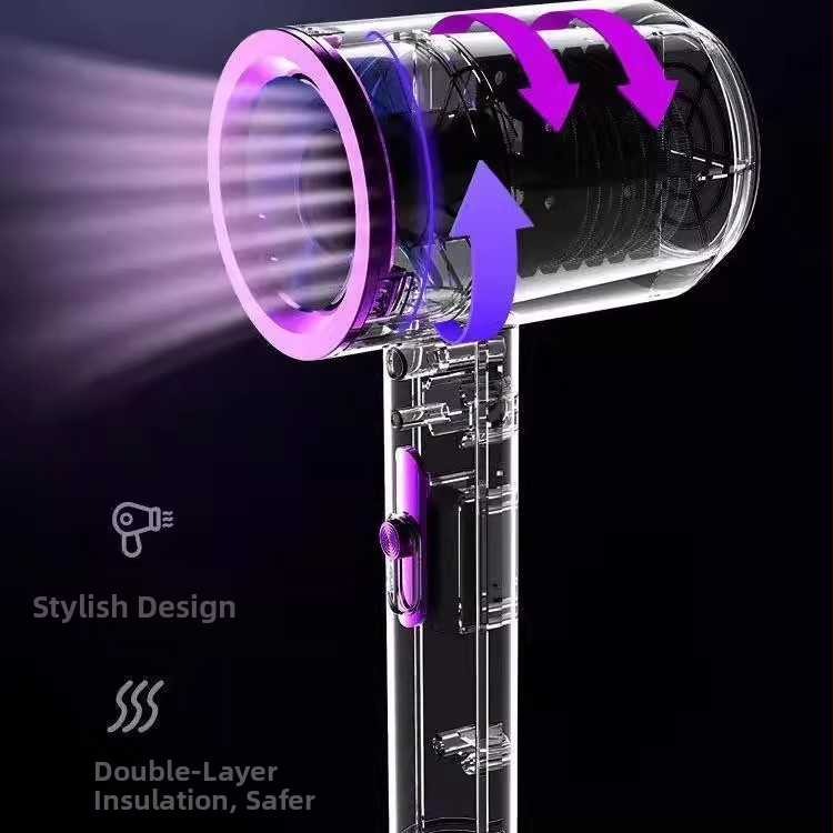 Στεγνωτήρας μαλλιών οικιακής χρήσης με αρνητικά ιόντα, 1200 W, ήσυχη λειτουργία 45-50 dB, κρύος/θερμός αέρα