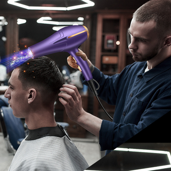 Uscător de păr pentru salon, 1200W, 220V, motor cu perii, lumină albastră, aer cald și rece