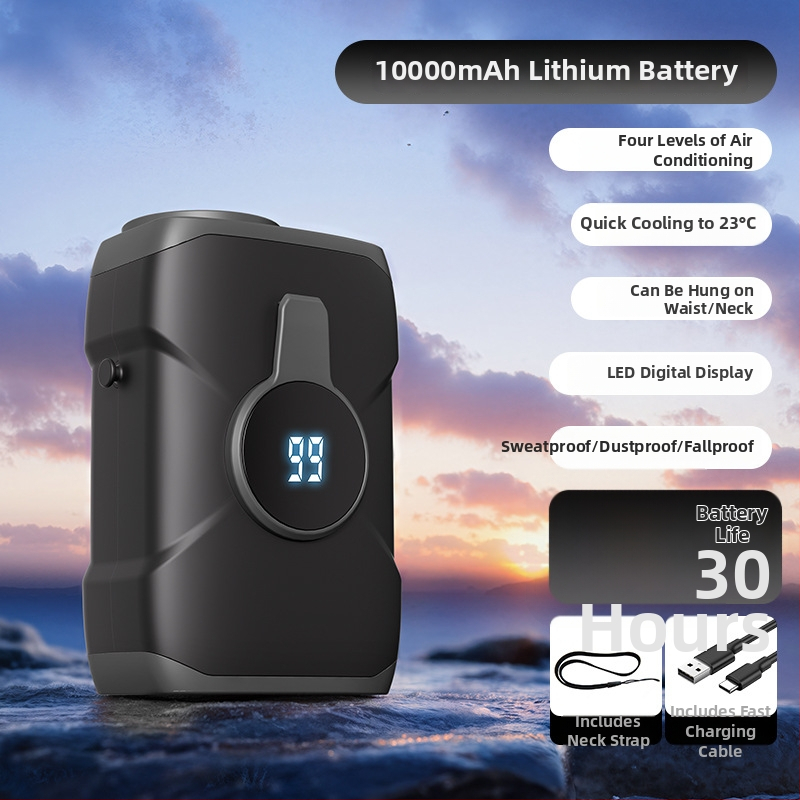 Ventilator bez lopatica za struk/ vrat, USB punjiv, 4000mAh+, 3 brzine, pokriće 10 m²