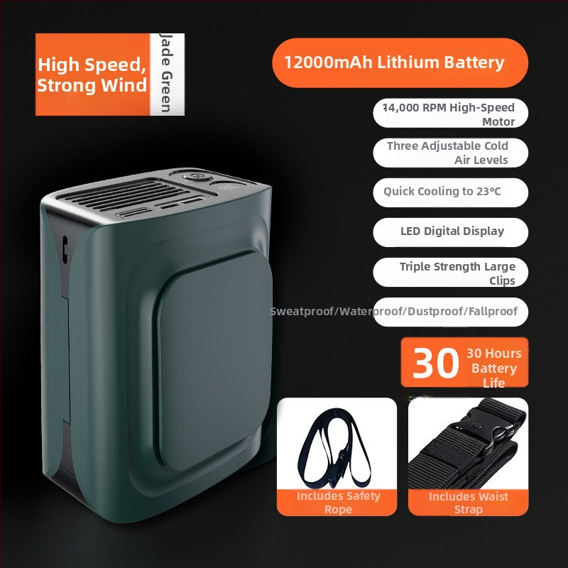 Ventilator bez lopatica za struk/ vrat, USB punjiv, 4000mAh+, 3 brzine, pokriće 10 m²