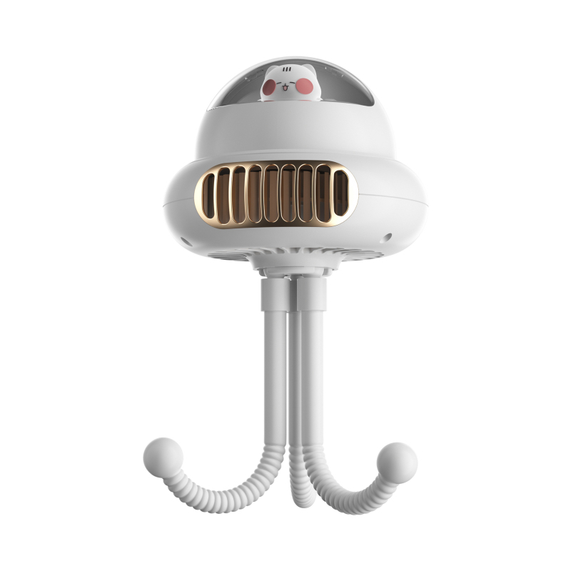 Stolni ventilator hobotnica bez lopatica, s ugrađenim svjetlom, USB punjenje, baterija 4000–6000 mAh, 4 brzine
