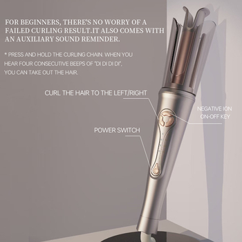 Πλήρως αυτόματη συσκευή για μπούκλες με αρνητικά ιόντα, τουρμαλινί-κεραμική θέρμανση, 10 ρυθμίσεις θερμοκρασίας, 30W, 220V