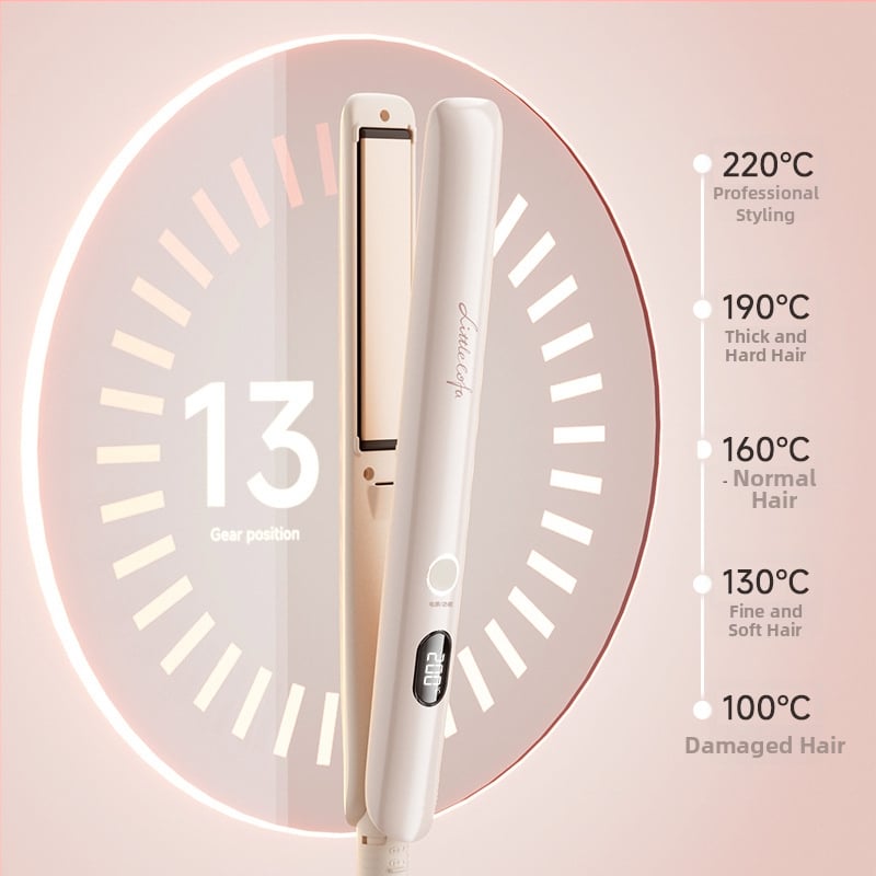Višestruka pegla za kosu za ravnanje i kovrčanje s negativnim ionima, keramički premaz, napajanje kabelom AC, 110–240V, 42W, 13 postavki temperature.