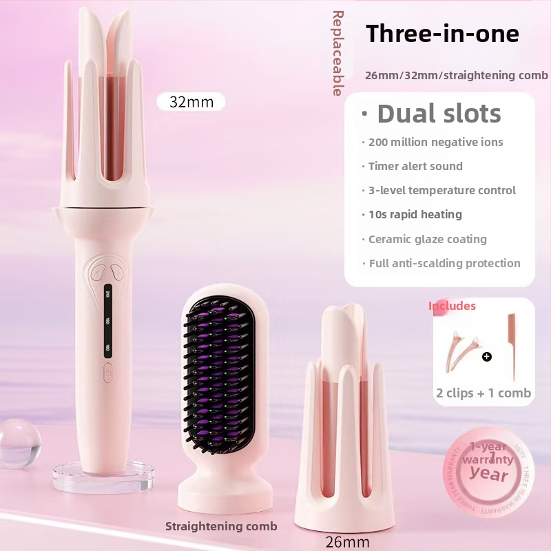 Kalia 3‑в‑1 автоматичен уред за къдрене и изправяне на коса с турмалинов керамичен барабан, кабелно захранване, 220 V, 35 W, 3 нива температура