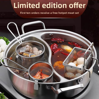 Dvokomorni Yin-Yang lonac za hot pot, kapacitet 2.1–4 L, dubina 10 cm, model 985
