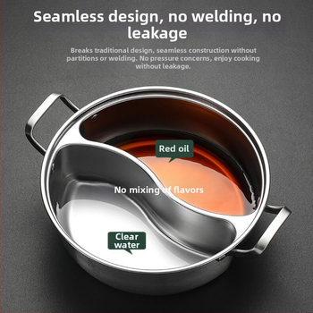 Dvokomorni Yin-Yang lonac za hot pot, kapacitet 2.1–4 L, dubina 10 cm, model 985