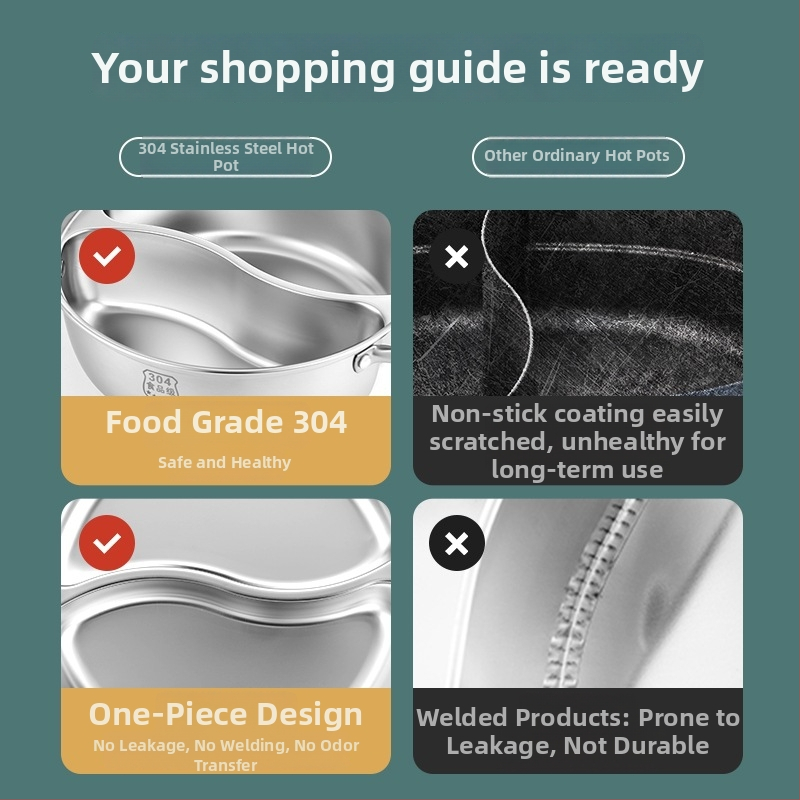 Dvokomorni Yin-Yang lonac za hot pot, kapacitet 2.1–4 L, dubina 10 cm, model 985