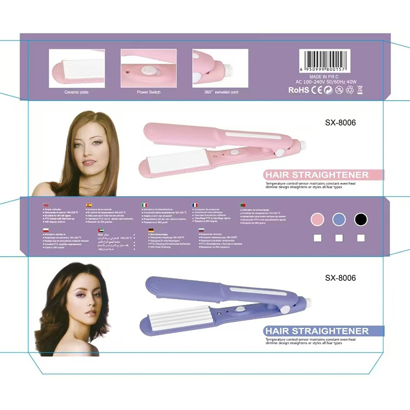 Διπλής χρήσης εργαλείο μαλλιών: μπούκλες και ισιωτήρας, τουρμαλινική κεραμική ράβδος 21–30 mm, 35W, 220V, ενσύρματο, φορητό