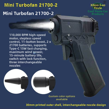 Ručný turbo Jet ventilátor s bezuhlíkovým motorom, 180 W, studený vzduch, plynulá regulácia rýchlosti, ochrana proti prehrievaniu