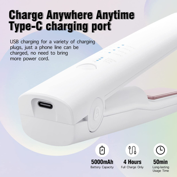 Ασύρματη διπλής χρήσης συσκευή ισιώματος και μπούκλας μαλλιών, μίνι φορητή με κεραμική επίστρωση, 21-30 mm κύλινδρος, 4 ρυθμίσεις θερμοκρασίας, 32W 5V