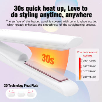 Ασύρματη διπλής χρήσης συσκευή ισιώματος και μπούκλας μαλλιών, μίνι φορητή με κεραμική επίστρωση, 21-30 mm κύλινδρος, 4 ρυθμίσεις θερμοκρασίας, 32W 5V