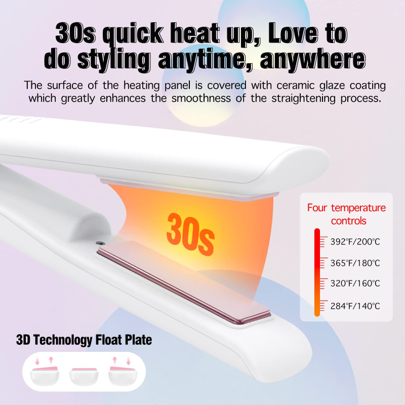 Ασύρματη διπλής χρήσης συσκευή ισιώματος και μπούκλας μαλλιών, μίνι φορητή με κεραμική επίστρωση, 21-30 mm κύλινδρος, 4 ρυθμίσεις θερμοκρασίας, 32W 5V