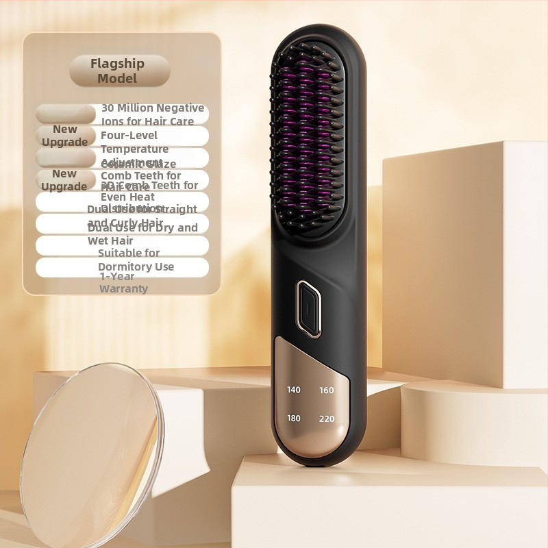 Bezdrôtový ionový hrebeň na žehlenie vlasov s keramickým ohrevom, 31 mm, 4 úrovne teploty, 35 W, 3,7 V, ochrana proti popáleninám