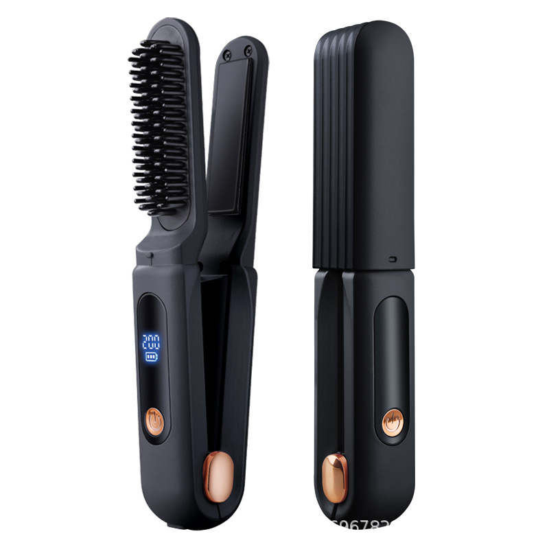 Διπλής χρήσης ισιωτήρας και σίδερο για μπούκλες με αρνητικά ιόντα, ασύρματη μπαταρία λιθίου, 3 επίπεδα ρύθμισης θερμοκρασίας, θέρμανση με τουρμαλίνη-κεραμική