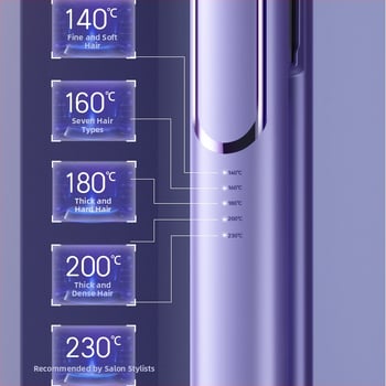 Dvostruki pegla za ravnanje i kovrčanje s klipom, ploče od turmalin keramike, podesiva temperatura u 5 razina, 220V, 30W, žično napajanje