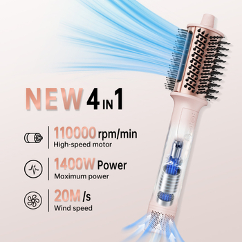 3-u-1 četka za sušenje kose s brushless motorom, 1400W, 220V, 3 postavke brzine zraka, hladan/topli zrak