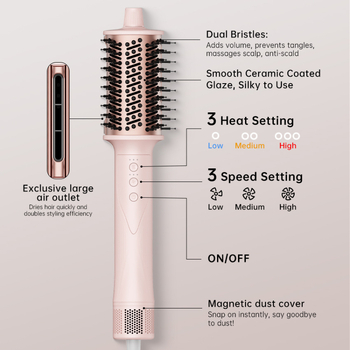 3-u-1 četka za sušenje kose s brushless motorom, 1400W, 220V, 3 postavke brzine zraka, hladan/topli zrak