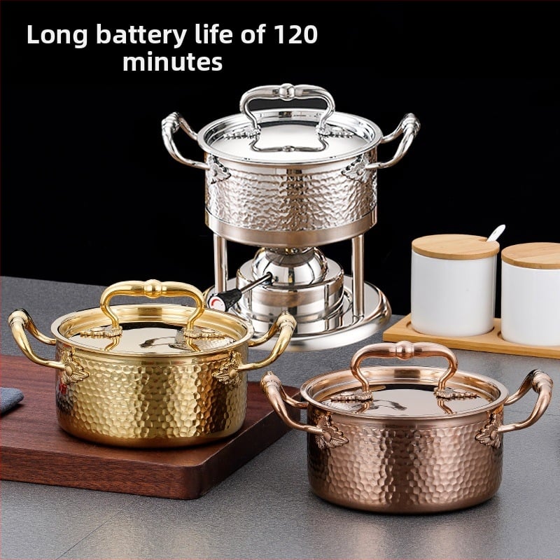 Samostalni All-in-One lonac za jednu osobu: 304 nehrđajući čelik, trostruko dno, kapacitet 2.1-4 L, model CWG-2, čelični poklopac