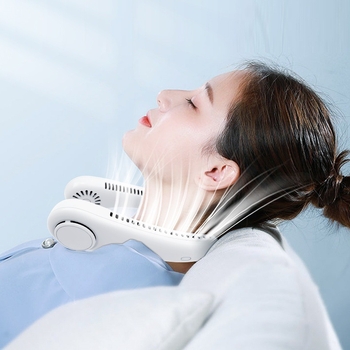 Prijenosni ventilator za vrat s USB punjenjem, tih, s digitalnim zaslonom, 3 brzine