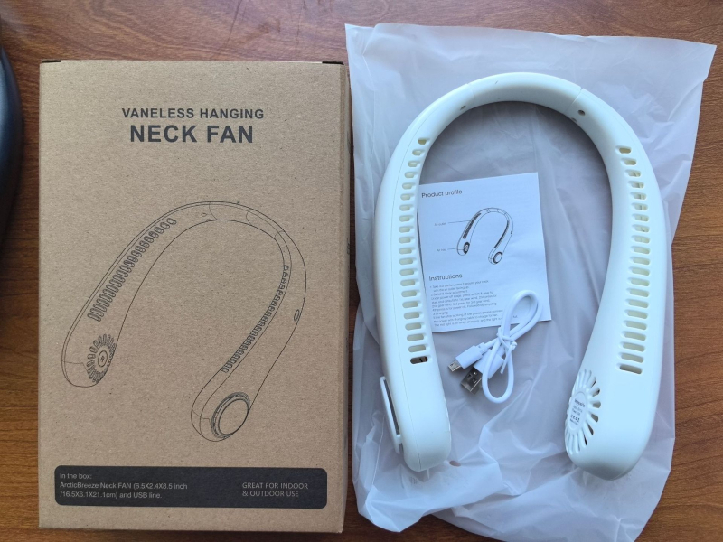 Prijenosni ventilator za vrat s USB punjenjem, tih, s digitalnim zaslonom, 3 brzine