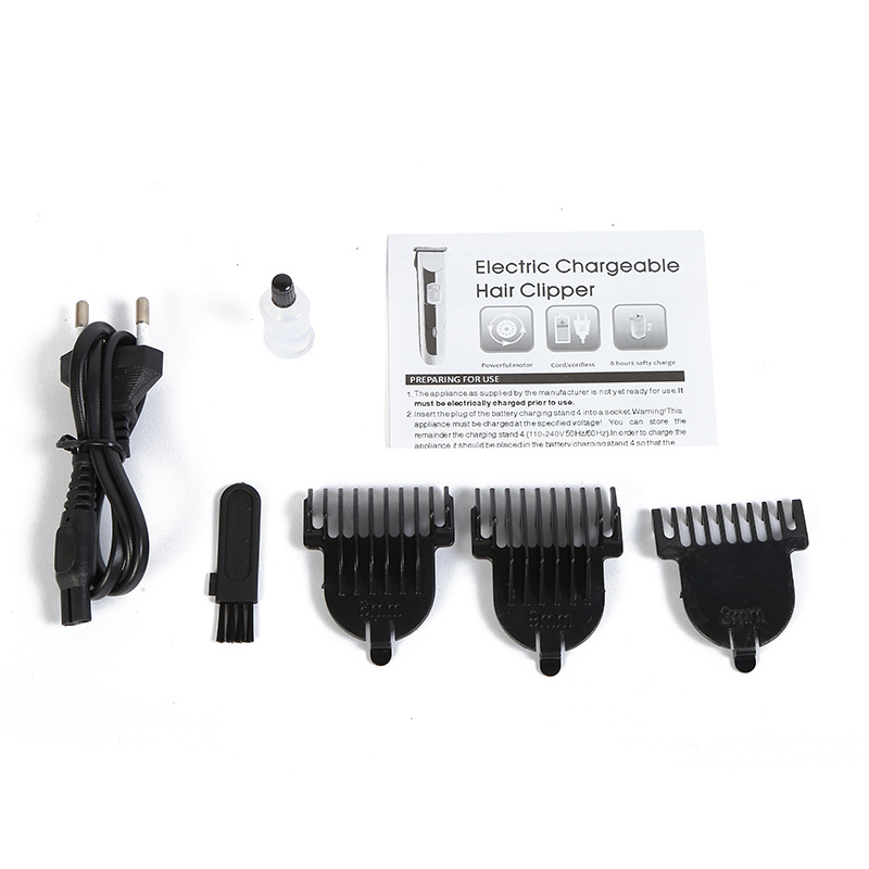 Ηλεκτρικό κουρευτικό μαλλιών με μηχανή χωρίς ψήκτρες, επαναφορτιζόμενο, κεφαλή κοπής από ανοξείδωτο ατσάλι, αποσπώμενη και πλενόμενη κεφαλή κοπής, αυτονομία 1–3 ωρών