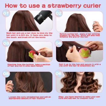 Špongasta kuglica za kovrčanje kose, jahodnog oblika, nježna prema kosi, mekane kovrče, za opću upotrebu