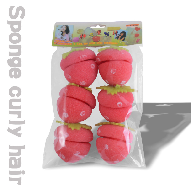 Špongasta kuglica za kovrčanje kose, jahodnog oblika, nježna prema kosi, mekane kovrče, za opću upotrebu