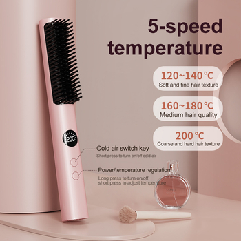 Dvostruka četka za curling i ravnanje kose s negativnim ionima — keramički grijač, promjer 21-30 mm, 10 razina temperature, 110-220V, 38W