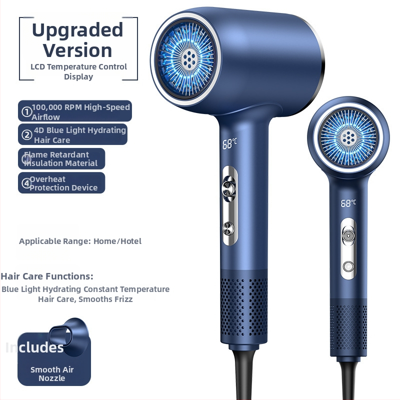 Σεσουάρ μαλλιών με μοτέρ χωρίς ψήκτρες, 2400W, 240V, 5 ταχύτητες ροής αέρα, Intelligent Digital Display, ακροφύσια συγκεντρωτήρα και διαχύτη