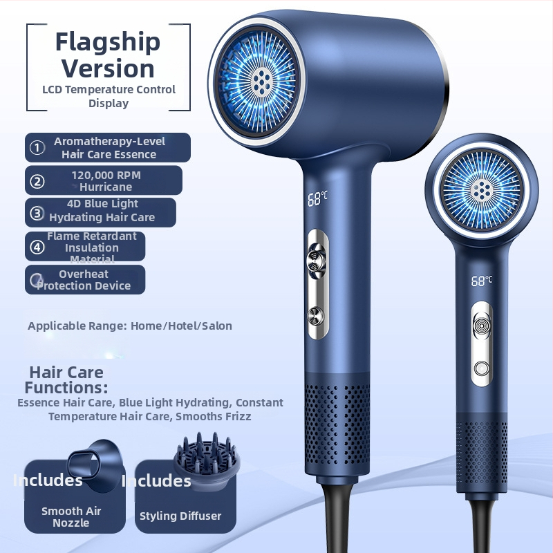 Σεσουάρ μαλλιών με μοτέρ χωρίς ψήκτρες, 2400W, 240V, 5 ταχύτητες ροής αέρα, Intelligent Digital Display, ακροφύσια συγκεντρωτήρα και διαχύτη